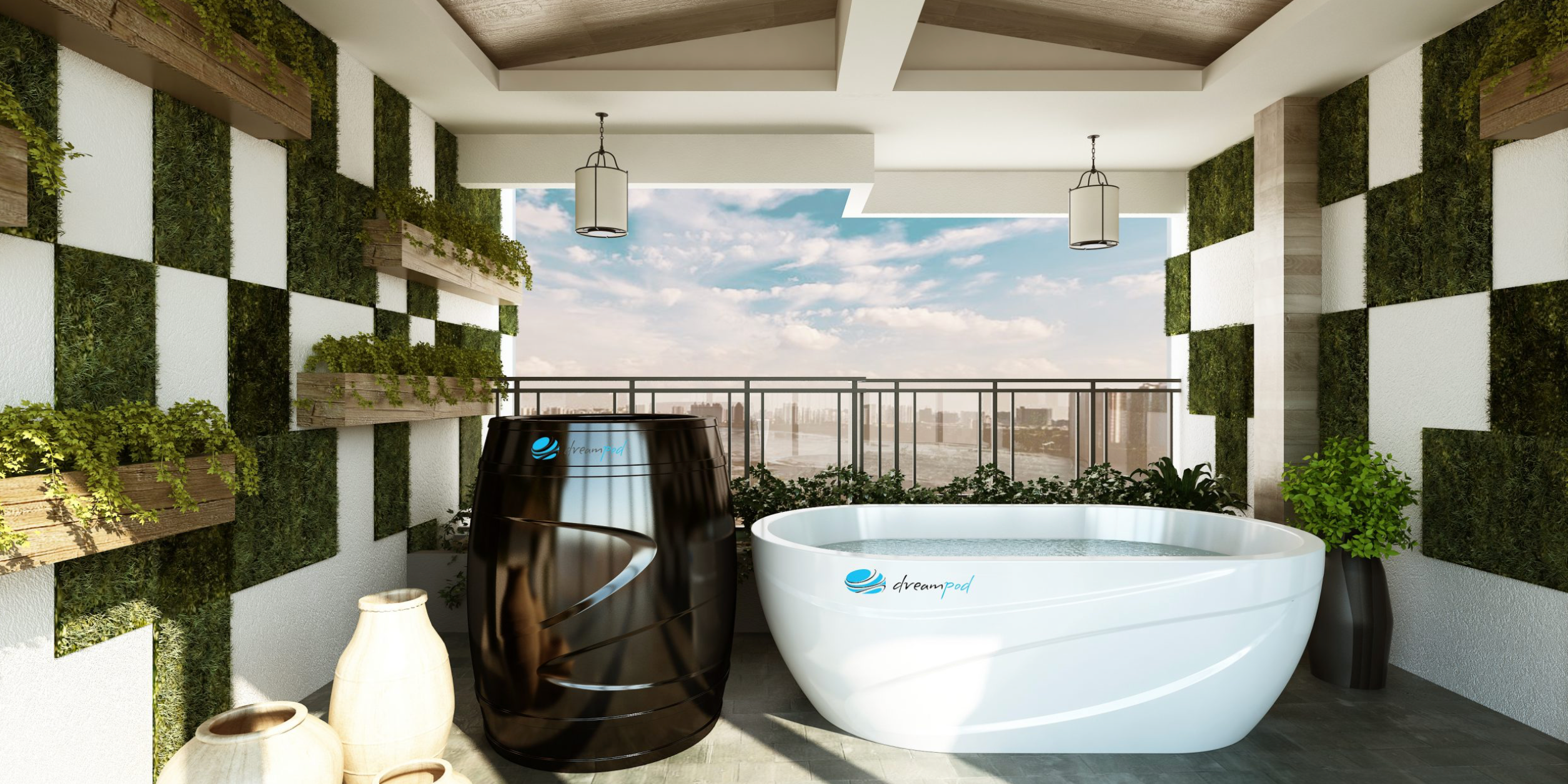 DreamPod Cold Plunge Barrel with Chlller in Black