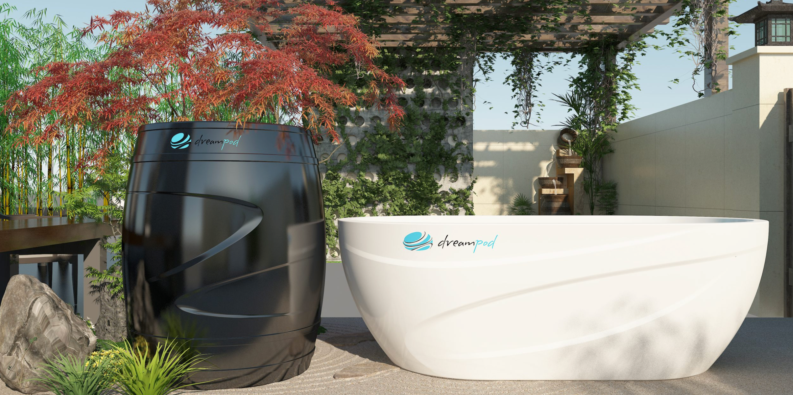 DreamPod Cold Plunge Barrel with Chlller in Black