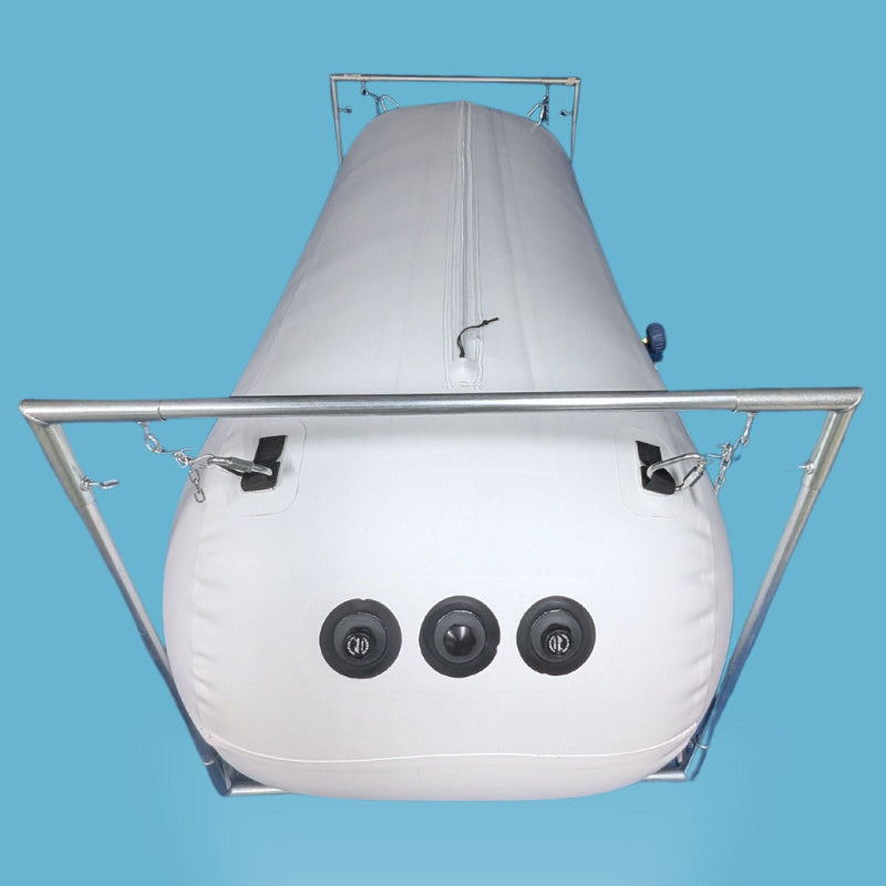 Newtowne Hyperbarics C4-34" (120L Compressor) Hyperbaric Chamber for Home, Office, and Clinical Use in White - shown here at Elite Health Way - as seen on Elite Health Way now 