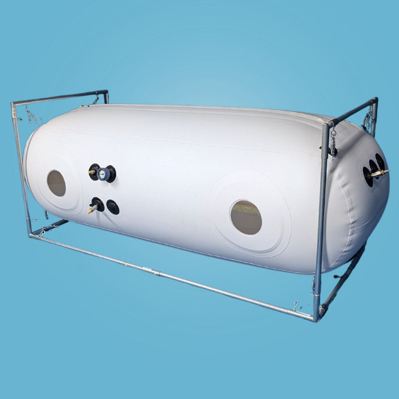 Newtowne Hyperbarics C4-34" (120L Compressor) Hyperbaric Chamber for Home, Office, and Clinical Use in White - shown here at Elite Health Way - as seen on Elite Health Way now here 