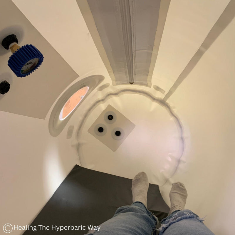 Newtowne Hyperbarics C4-40" (120L Compressor) Hyperbaric Chamber for Home, Office, and Clinical Use in White - shown here at Elite Health Way - as seen on Elite Health Way