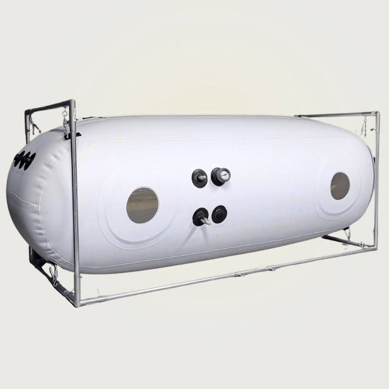 Newtowne Hyperbarics C4-40" (120L Compressor) Hyperbaric Chamber for Home, Office, and Clinical Use in White - shown here at Elite Health Way - as seen on Elite Health Way