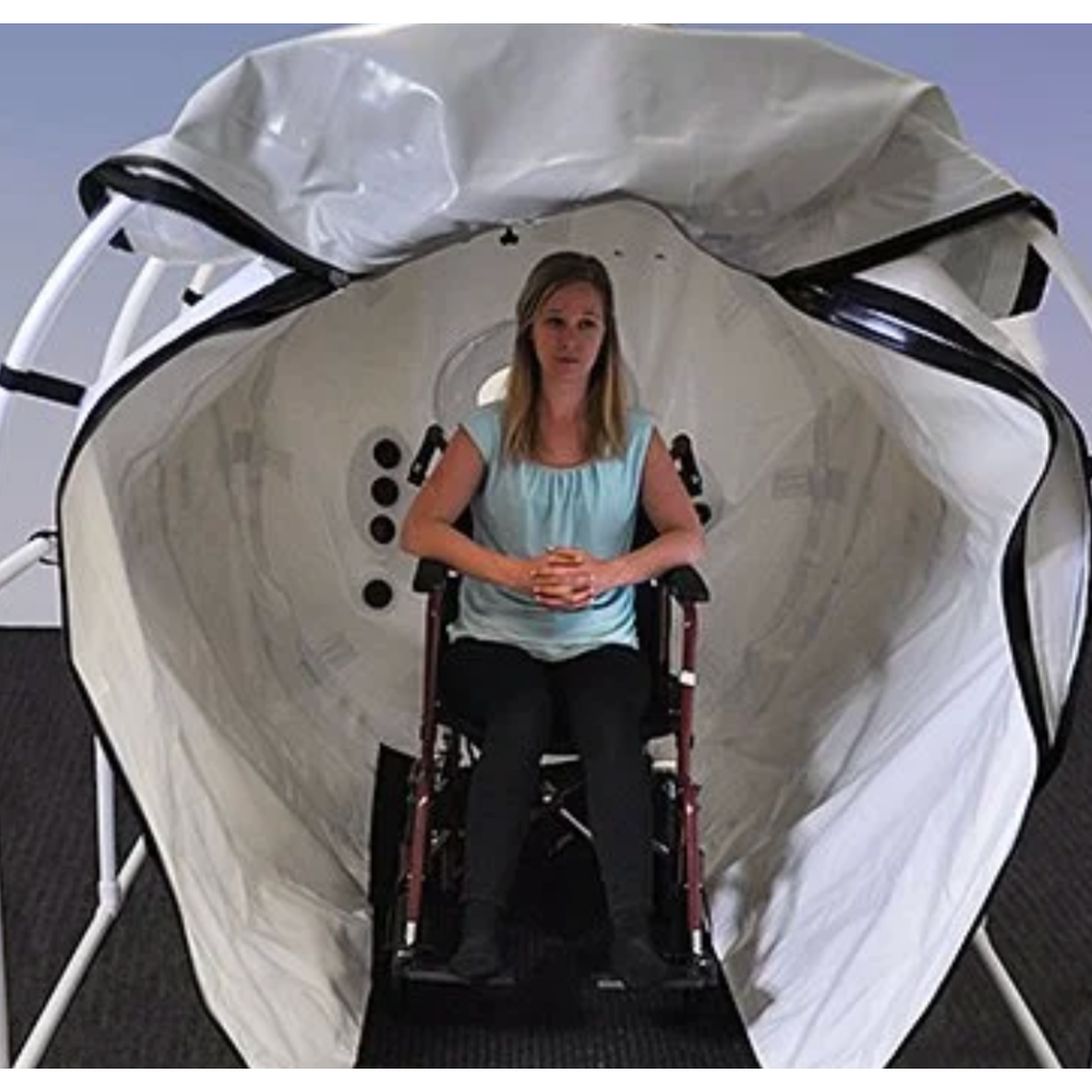 Summit To Sea Grand Dive Pro Plus 8.5' Hyperbaric Chamber for Home, Office, and Clinical Use - shown here at Elite Health Way - as seen on Elite Health Way